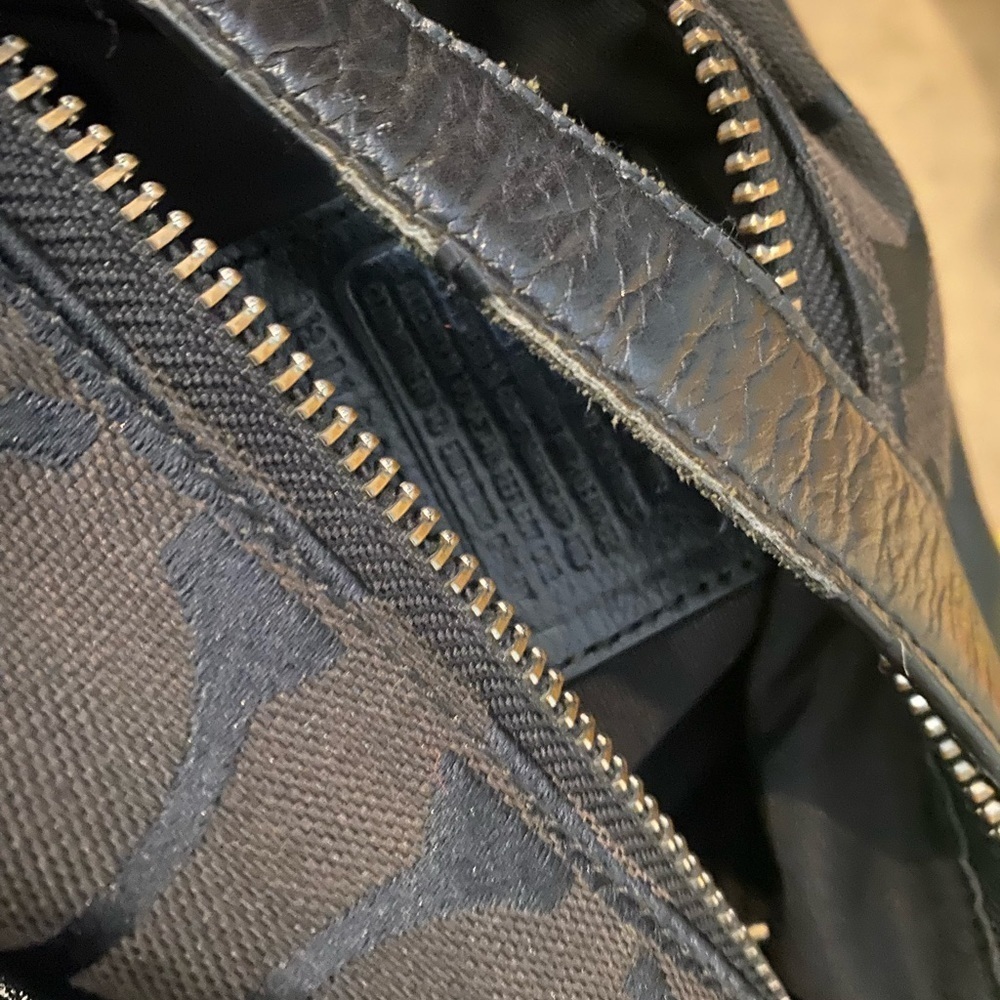 COACH MONOGRAM CANVAS SHOULDER / CROSSBODY TOTE BAG BLACK - Picture 6 of 7